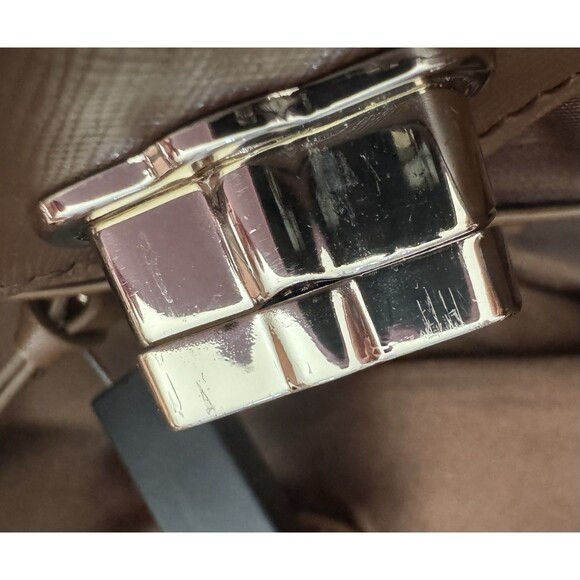 DKNY Brown Monogram Jacquard Logo Chain Strap Small Crossbody Shoulder Bag - Picture 12 of 16